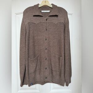 Criquet Baby Alpaca Button Front Western Shirt Jacket Patch Pocket Cardigan Lg